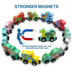 Magnetic Dinosaur Train Set Number Wooden Toy Learning Cars Numbers Train