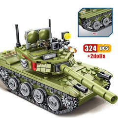 324pcs Military Tank Main Battle Series Building Blocks Army City Bricks Toys