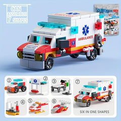 6 In 1 Ambulance Building Blocks DIY Vehicles Model