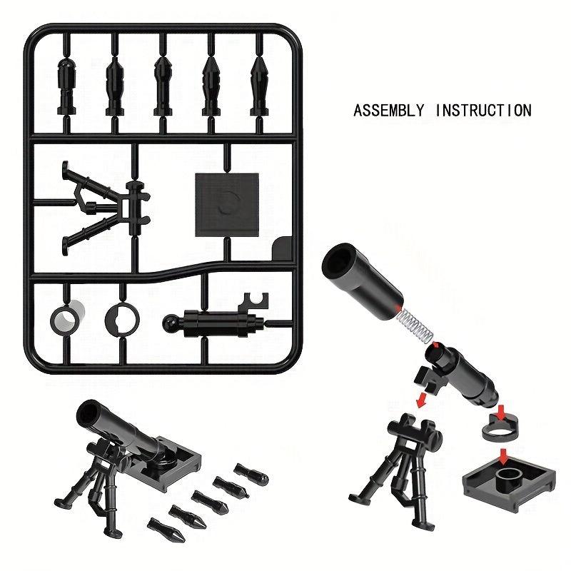 6 Military Minifigures Set with Heavy Weapons and Accessories