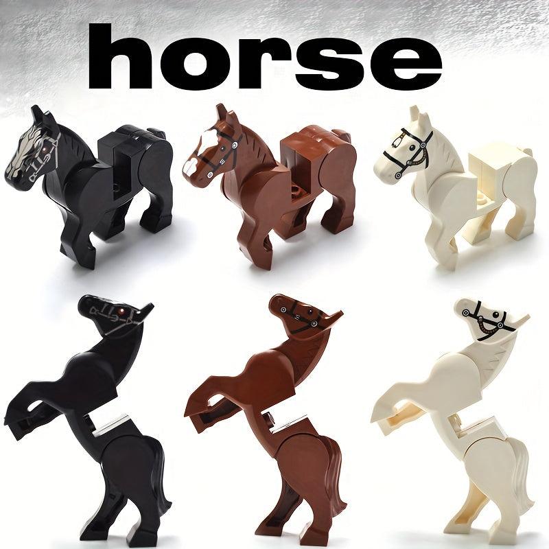 Horse Animal Scene Building Block Toy Set with Brown Horse