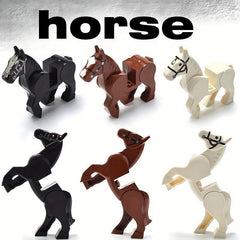 Horse Animal Scene Building Block Toy Set with Brown Horse