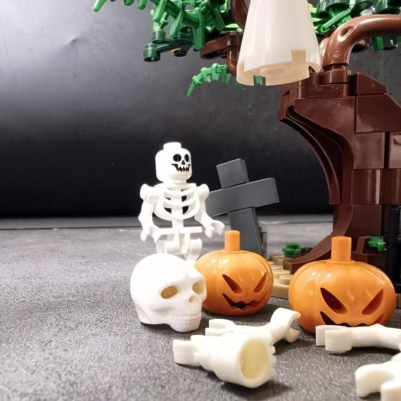 Halloween Pumpkin Building Blocks Ghost Tree House Graveyard Skeleton