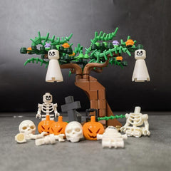 Halloween Pumpkin Building Blocks Ghost Tree House Graveyard Skeleton