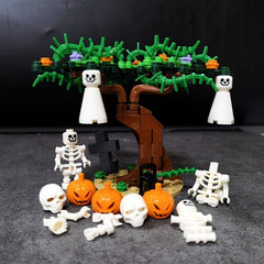Halloween Pumpkin Building Blocks Ghost Tree House Graveyard Skeleton