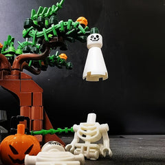 Halloween Pumpkin Building Blocks Ghost Tree House Graveyard Skeleton