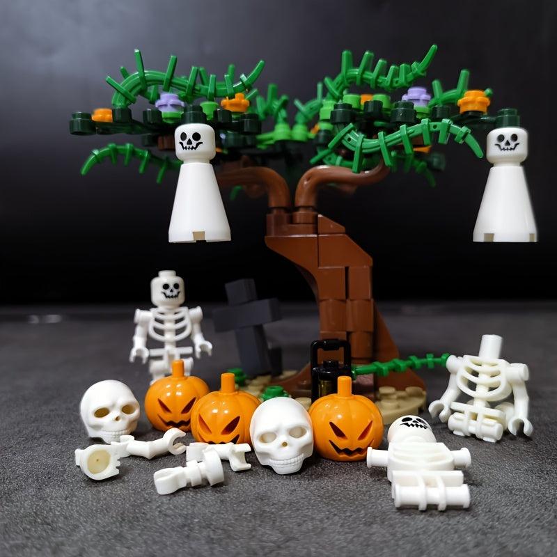 Halloween Pumpkin Building Blocks Ghost Tree House Graveyard Skeleton