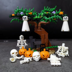Halloween Pumpkin Building Blocks Ghost Tree House Graveyard Skeleton
