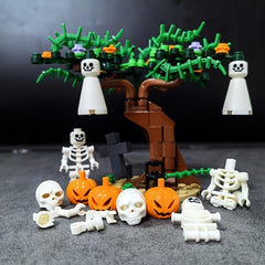 Halloween Pumpkin Building Blocks Ghost Tree House Graveyard Skeleton