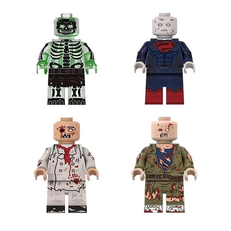 6pcs Halloween Cemetery Zombie Skeleton Building Blocks