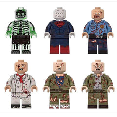 6pcs Halloween Cemetery Zombie Skeleton Building Blocks