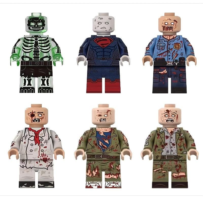 6pcs Halloween Cemetery Zombie Skeleton Building Blocks