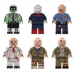 6pcs Halloween Cemetery Zombie Skeleton Building Blocks