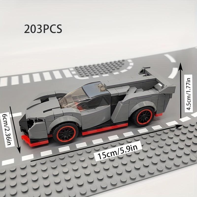 200 pcs Grey Race Car Model Building Blocks Racing Vehicle Bricks Toy Gift