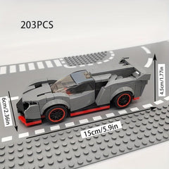 200 pcs Grey Race Car Model Building Blocks Racing Vehicle Bricks Toy Gift