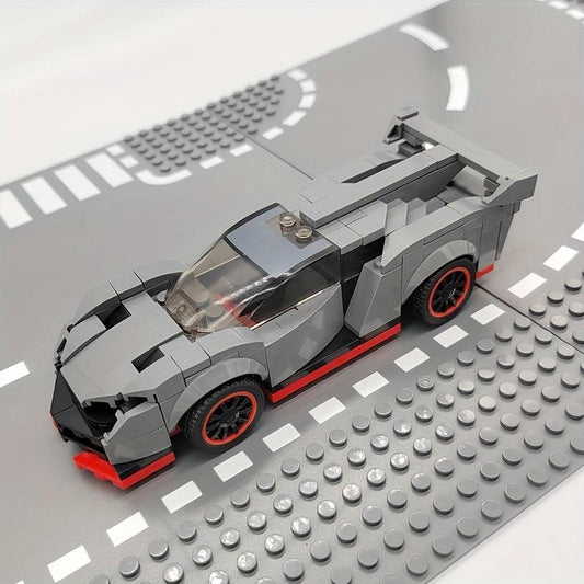 200 pcs Grey Race Car Model Building Blocks Racing Vehicle Bricks Toy Gift