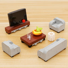 Modern Furniture Building Blocks Toys Sofa TV Cabinet DIY Creative