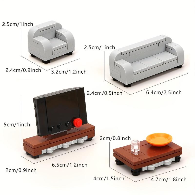 Modern Furniture Building Blocks Toys Sofa TV Cabinet DIY Creative