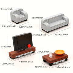 Modern Furniture Building Blocks Toys Sofa TV Cabinet DIY Creative