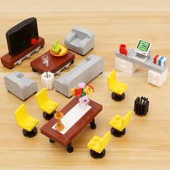 Modern Furniture Building Blocks Toys Sofa TV Cabinet DIY Creative