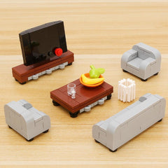 Modern Furniture Building Blocks Toys Sofa TV Cabinet DIY Creative