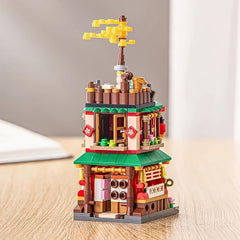 Mini Building Block Toy Street Hot Spring & Clothing Shop