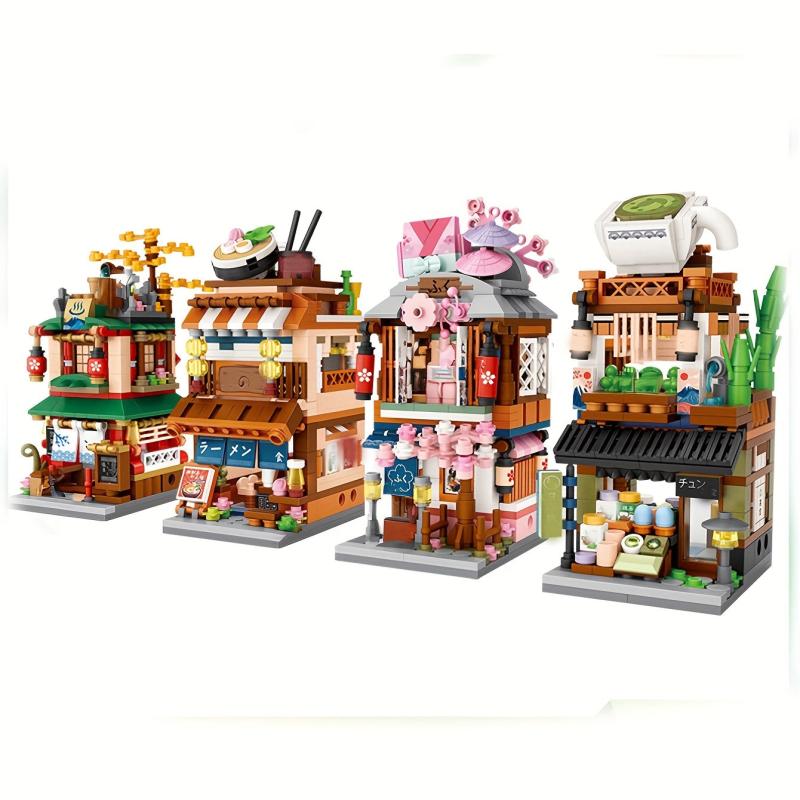 Mini Building Block Toy Street Hot Spring & Clothing Shop