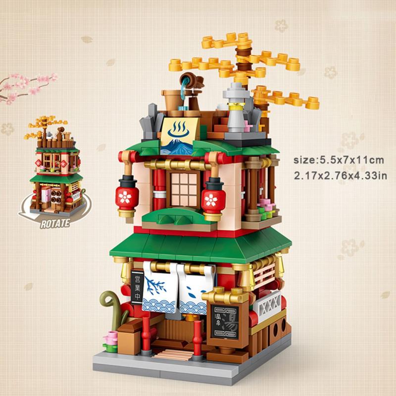 Mini Building Block Toy Street Hot Spring & Clothing Shop