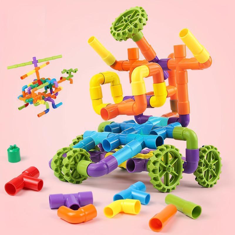 Montessori Water Pipe Building Blocks Toy Kids Construction Educational Gift