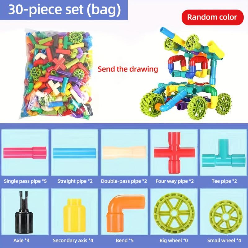 Montessori Water Pipe Building Blocks Toy Kids Construction Educational Gift