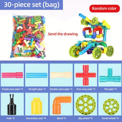 Montessori Water Pipe Building Blocks Toy Kids Construction Educational Gift