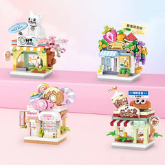 Mini Building Blocks Pet Store Coffee Shop Candy Shop Fresh Fruit Shop