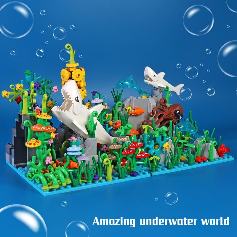Underwater World MOC Sea Animal Building Blocks Set Shark Dolphin Bricks