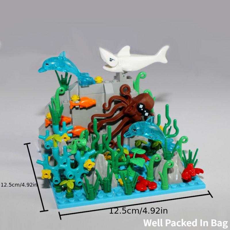 Underwater World MOC Sea Animal Building Blocks Set Shark Dolphin Bricks