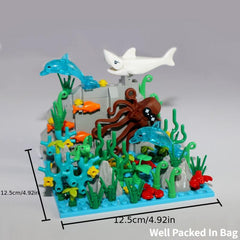 Underwater World MOC Sea Animal Building Blocks Set Shark Dolphin Bricks