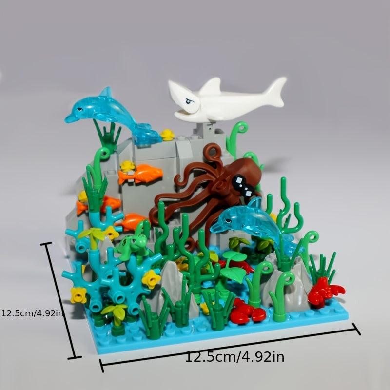 Underwater World MOC Sea Animal Building Blocks Set Shark Dolphin Bricks