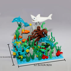 Underwater World MOC Sea Animal Building Blocks Set Shark Dolphin Bricks