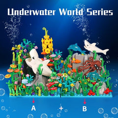 Underwater World MOC Sea Animal Building Blocks Set Shark Dolphin Bricks