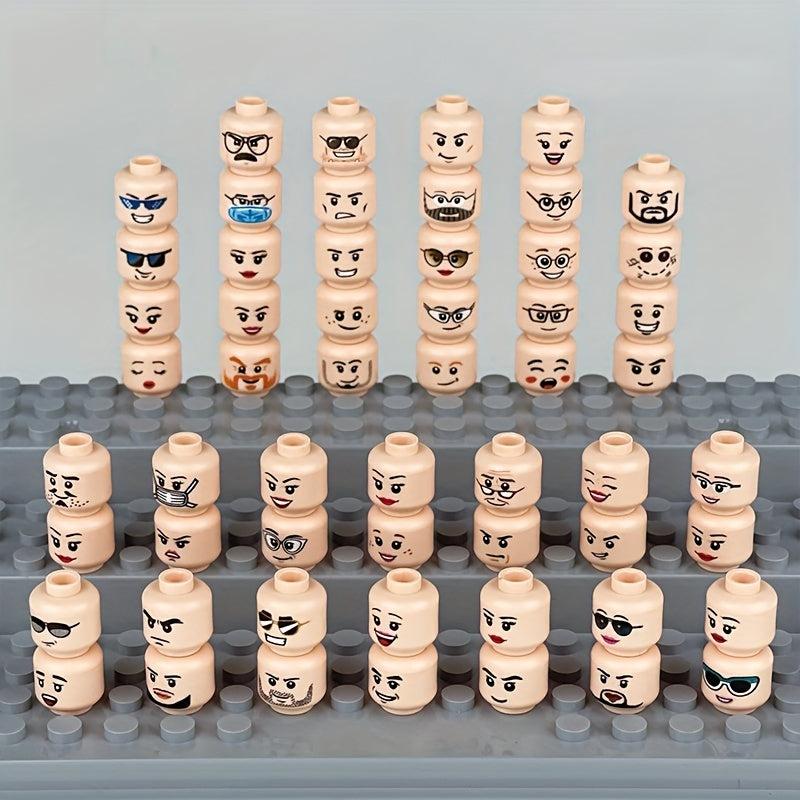 56pcs Doll Head Expression Accessories Small Parts Building Block Toy