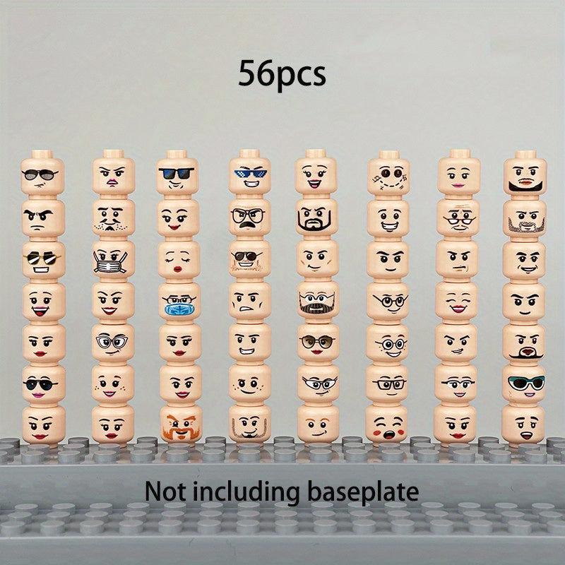 56pcs Doll Head Expression Accessories Small Parts Building Block Toy