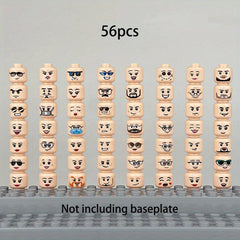 56pcs Doll Head Expression Accessories Small Parts Building Block Toy