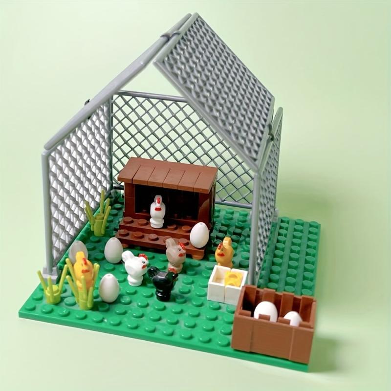 Farm Animals Building Blocks Toys City ChickenCoop HenHouse Blocks Parts DIY