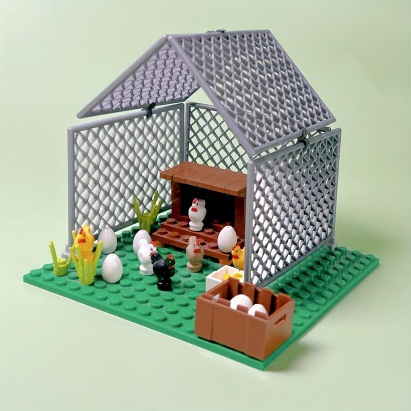 Farm Animals Building Blocks Toys City ChickenCoop HenHouse Blocks Parts DIY