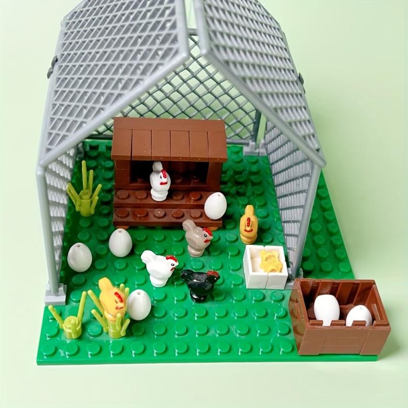 Farm Animals Building Blocks Toys City ChickenCoop HenHouse Blocks Parts DIY