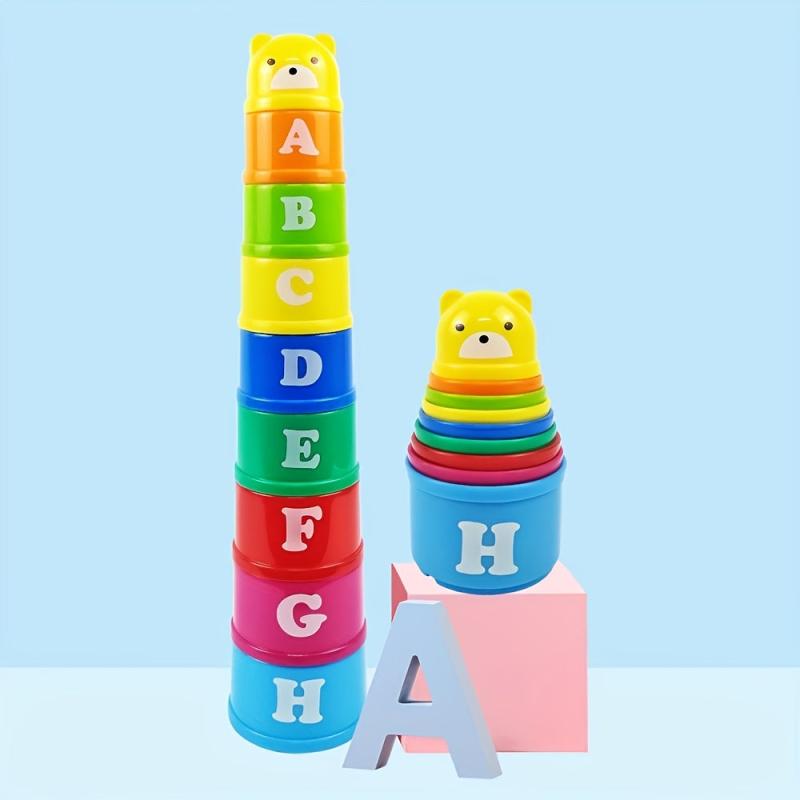 Stacking Cups Rainbow Circles Number And Alphabet Educational Toys