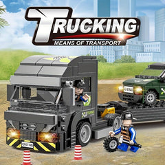 Urban Traffic Building Blocks Toy Truck Car Helicopter Motorcycle Transporter