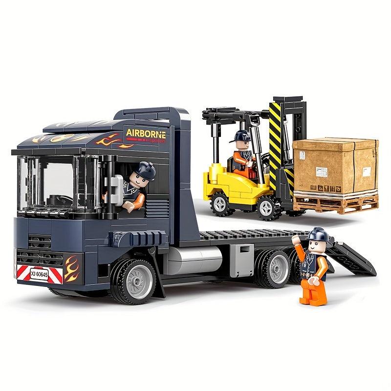 Urban Traffic Building Blocks Toy Truck Car Helicopter Motorcycle Transporter