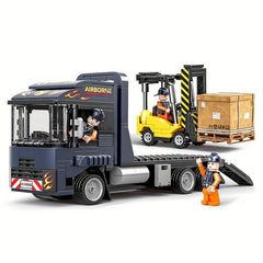 Urban Traffic Building Blocks Toy Truck Car Helicopter Motorcycle Transporter