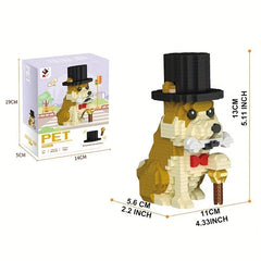 Bulldog Dog Building Block Model Educational Toy Gift