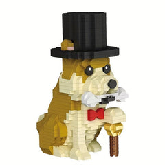 Bulldog Dog Building Block Model Educational Toy Gift